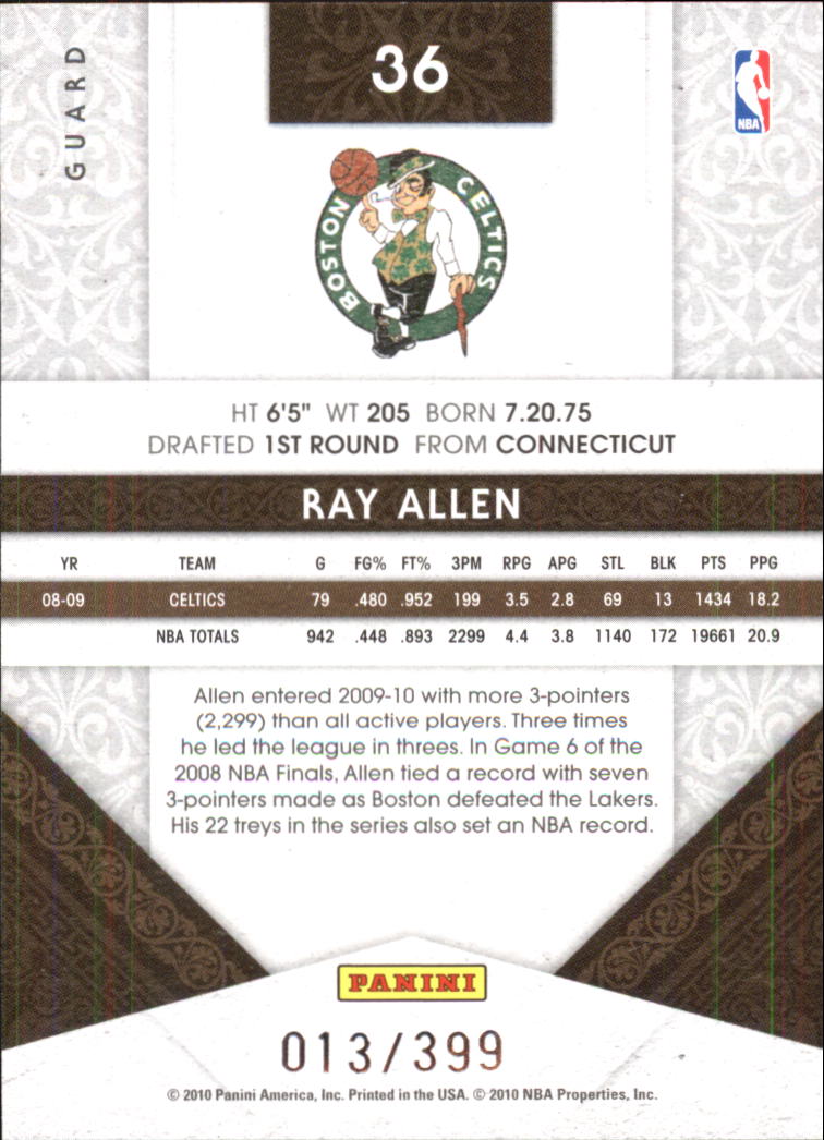 2009-10 Timeless Treasures #36 Ray Allen back image