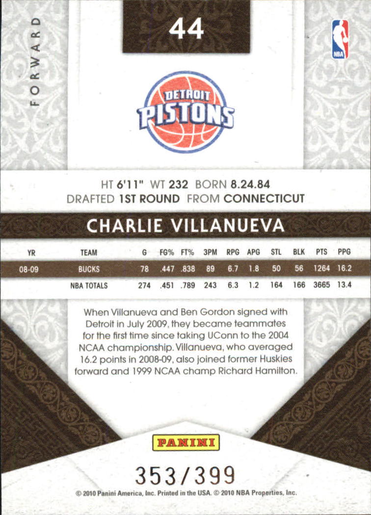 2009-10 Timeless Treasures #44 Charlie Villanueva back image