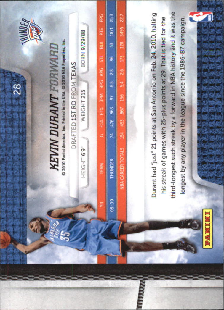 2009-10 Absolute Memorabilia #28 Kevin Durant back image