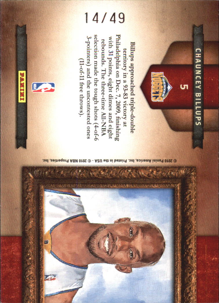 2009-10 Court Kings Gallery of Stars Silver #5 Chauncey Billups back image