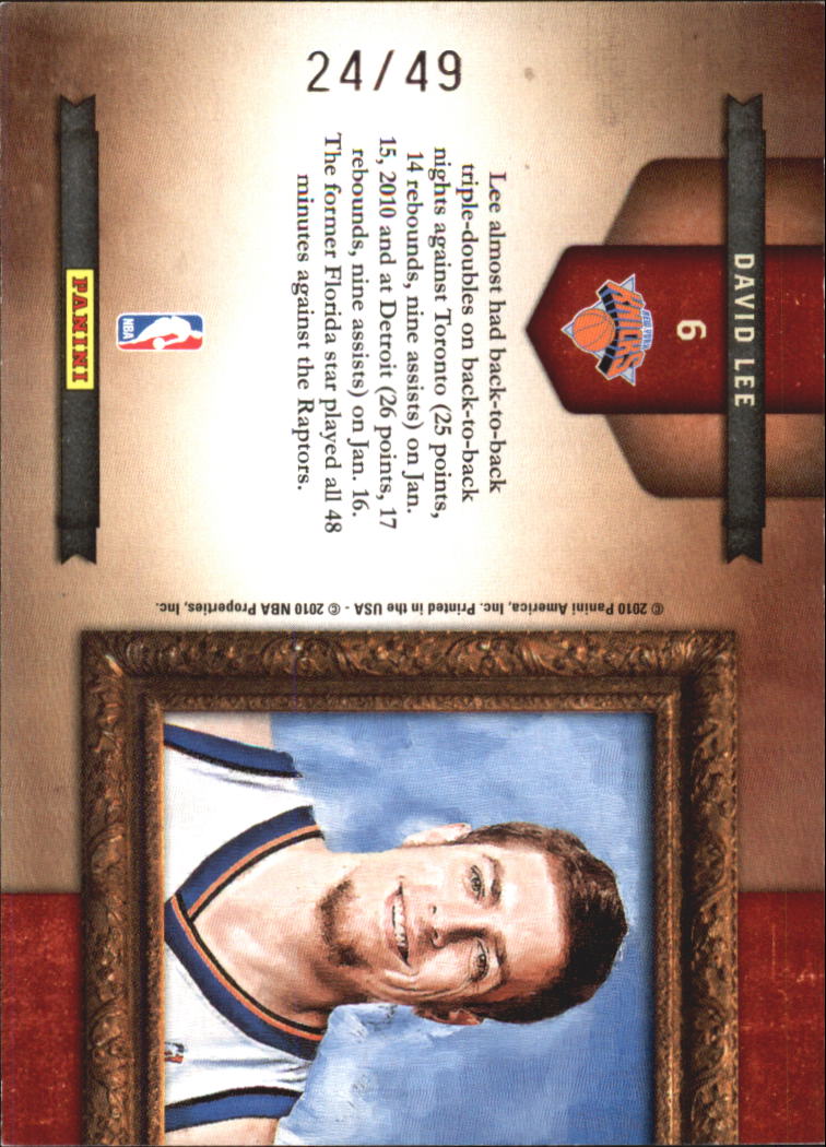 2009-10 Court Kings Gallery of Stars Silver #6 David Lee back image