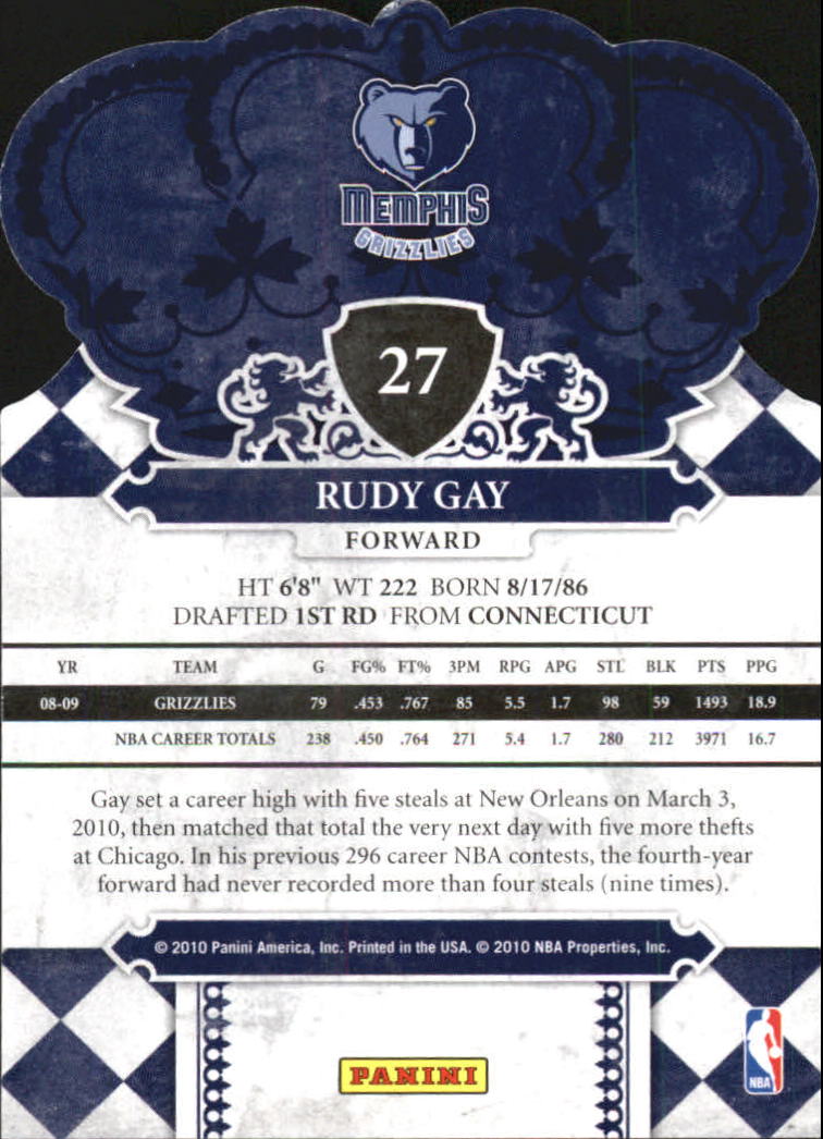 2009-10 Crown Royale #27 Rudy Gay back image