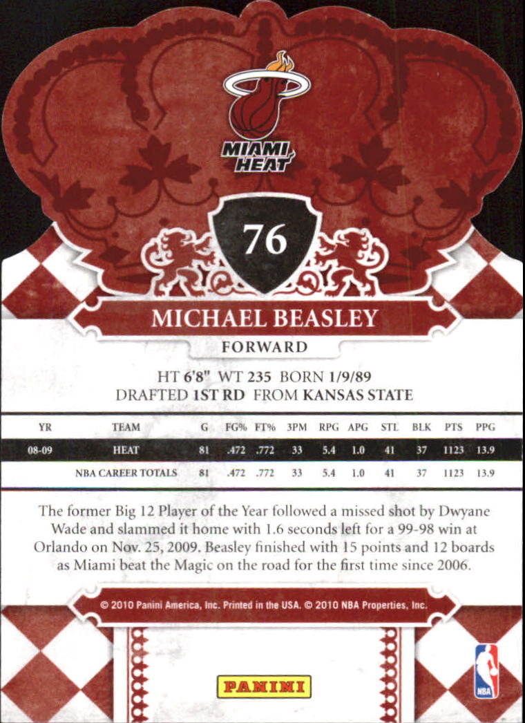 2009-10 Crown Royale #76 Michael Beasley back image