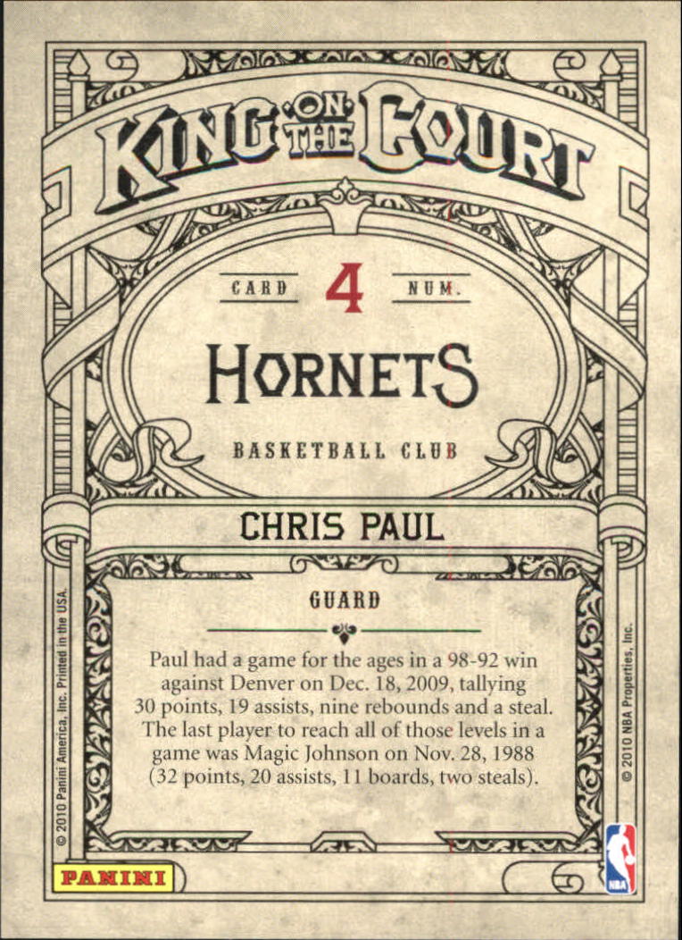 2009-10 Crown Royale King on the Court #4 Chris Paul back image