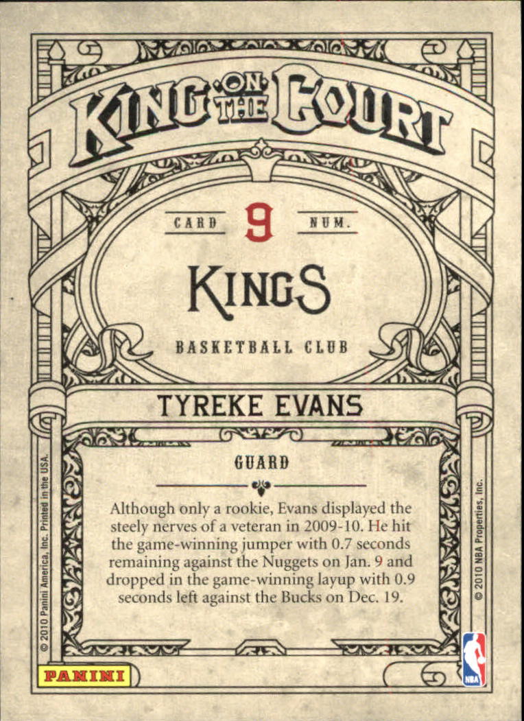 2009-10 Crown Royale King on the Court #9 Tyreke Evans back image
