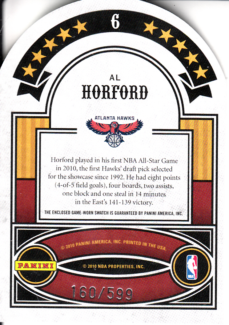2009-10 Crown Royale All-Stars Materials #6 Al Horford/599 back image