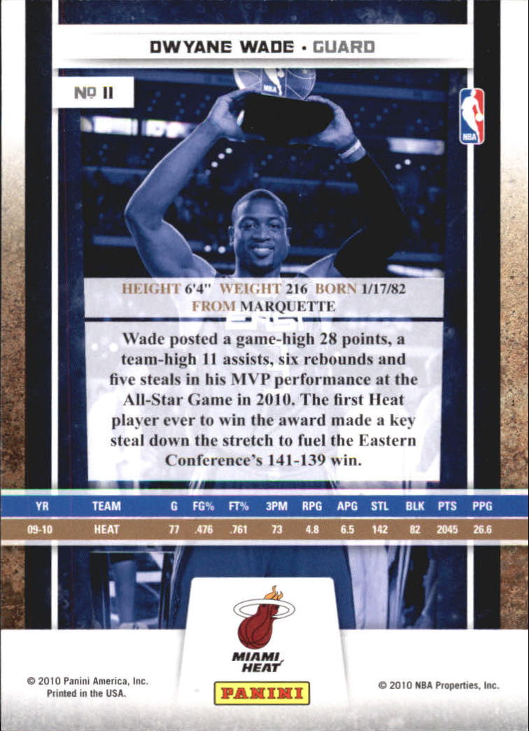 2009-10 Panini Season Update #11 Dwyane Wade HL back image