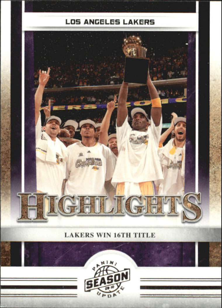 2009-10 Panini Season Update #20 Los Angeles Lakers HL/16th Title/Kobe Bryant/Sasha Vujacic/Derek Fisher/Shannon Brown/Ron Artest/Jordan Farmar/Andrew Bynum
