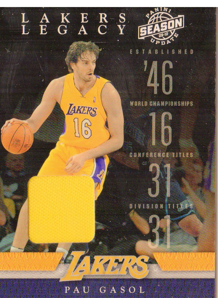 2009-10 Panini Season Update Lakers Legacy Jerseys #4 Pau Gasol