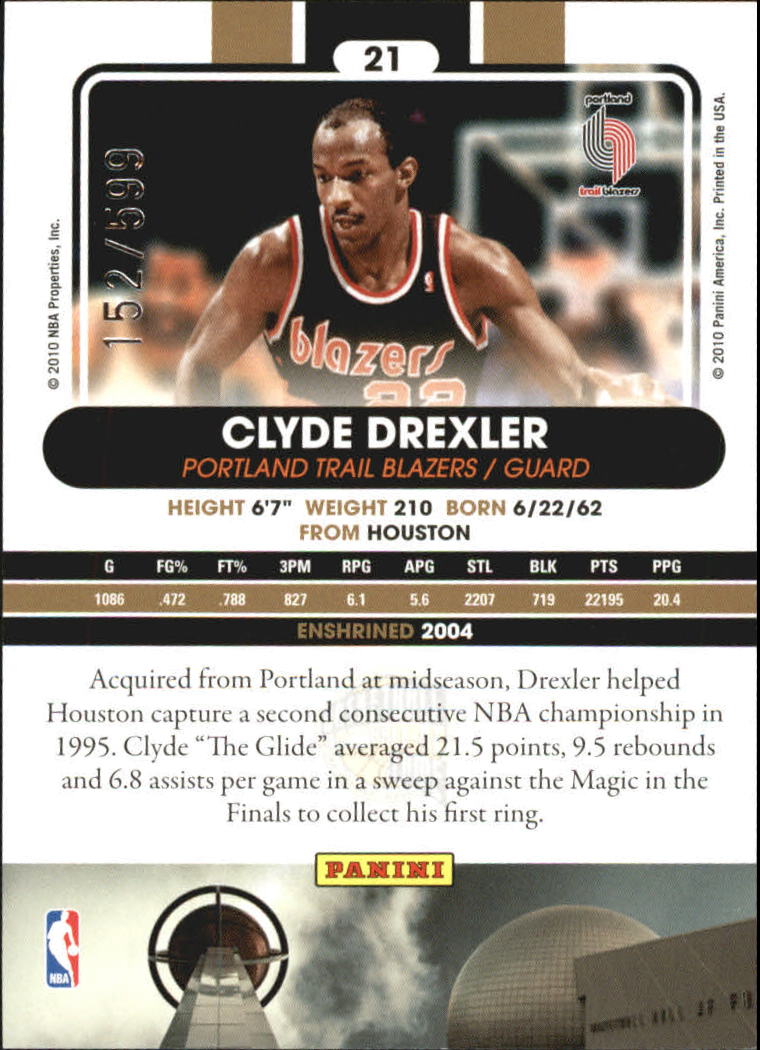 2009-10 Hall of Fame #21 Clyde Drexler back image