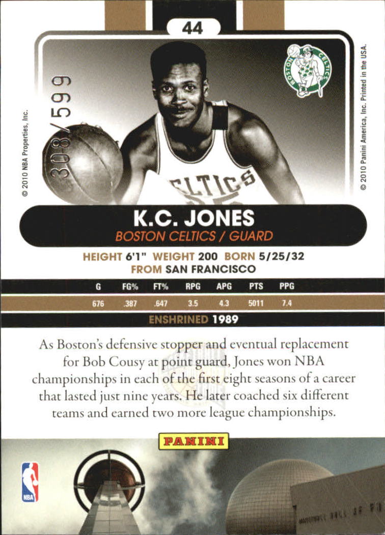 2009-10 Hall of Fame #44 K.C. Jones back image