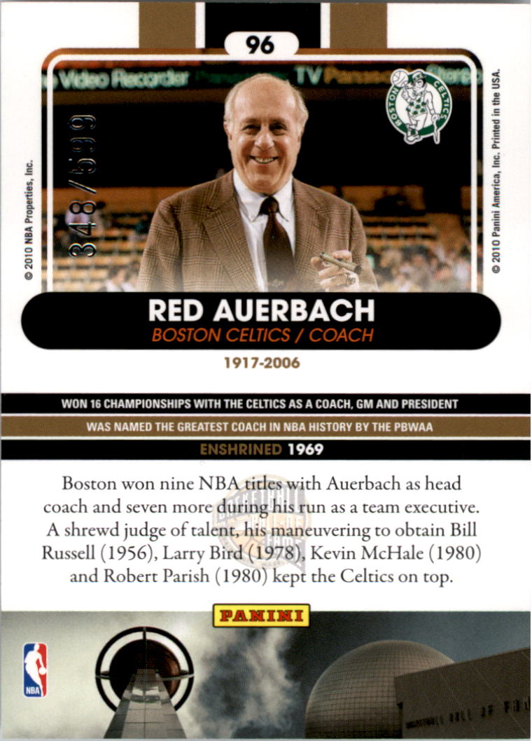 2009-10 Hall of Fame #96 Red Auerbach back image
