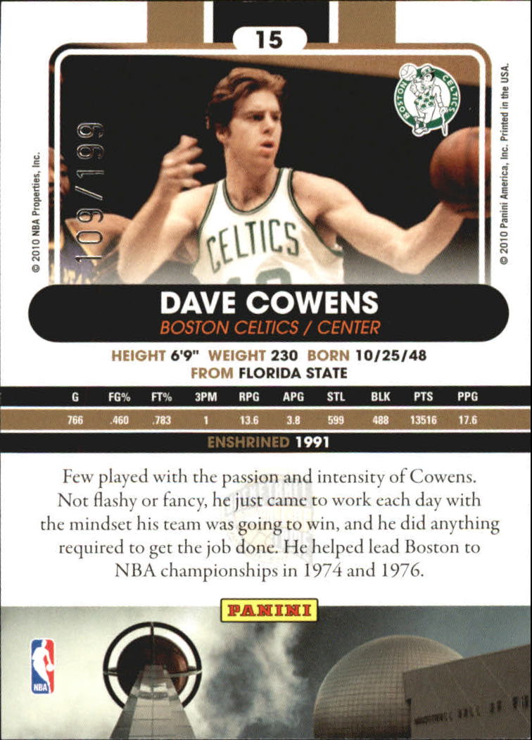 2009-10 Hall of Fame Black Border #15 Dave Cowens back image