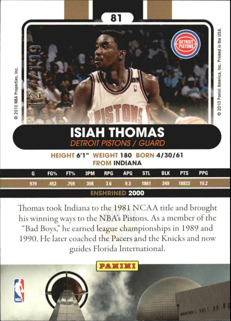 2009-10 Hall of Fame Black Border #81 Isiah Thomas back image