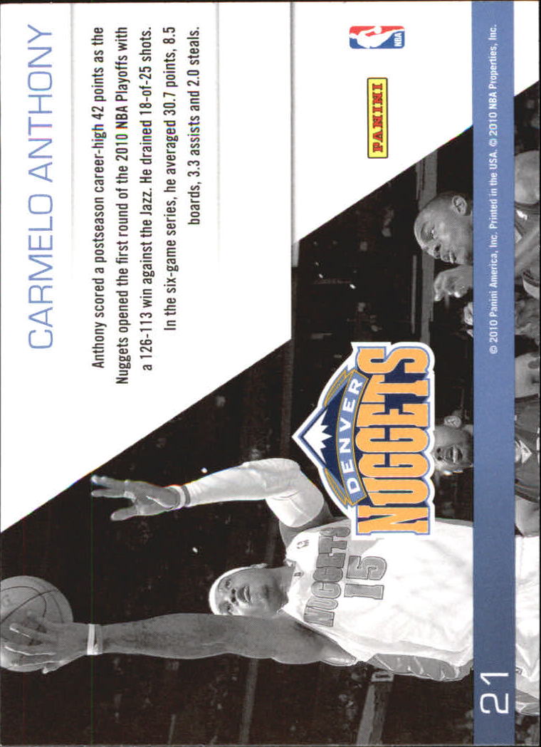 2010-11 Prestige Franchise Favorites #21 Carmelo Anthony back image