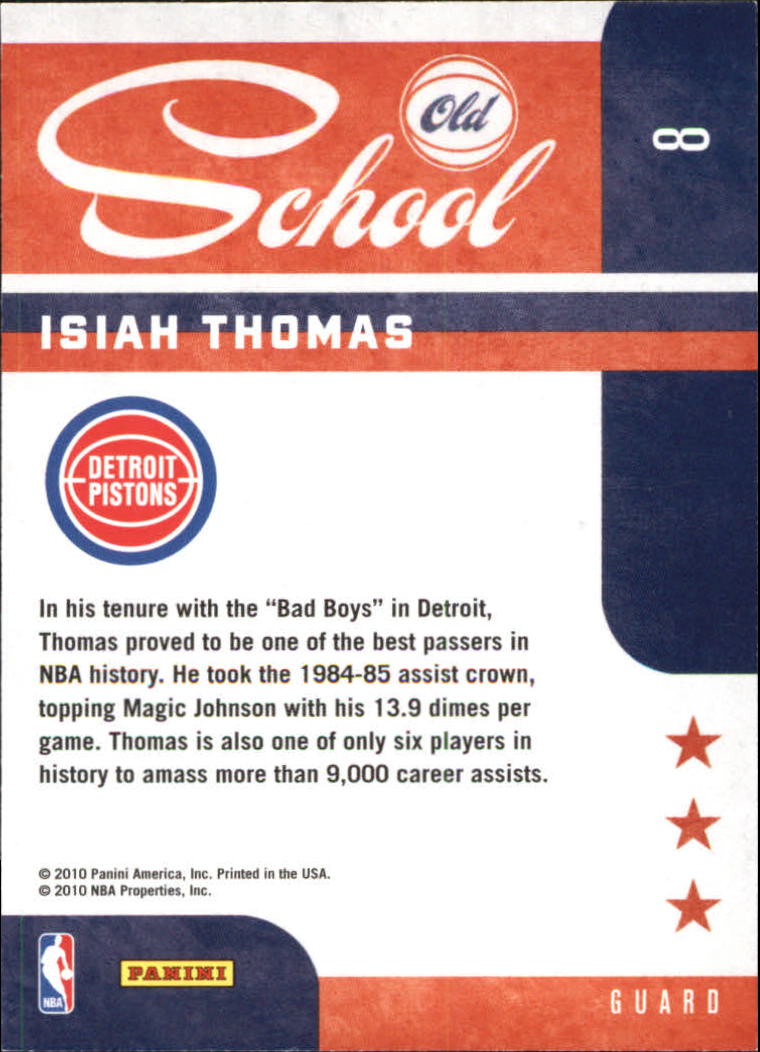 2010-11 Prestige Old School #8 Isiah Thomas back image