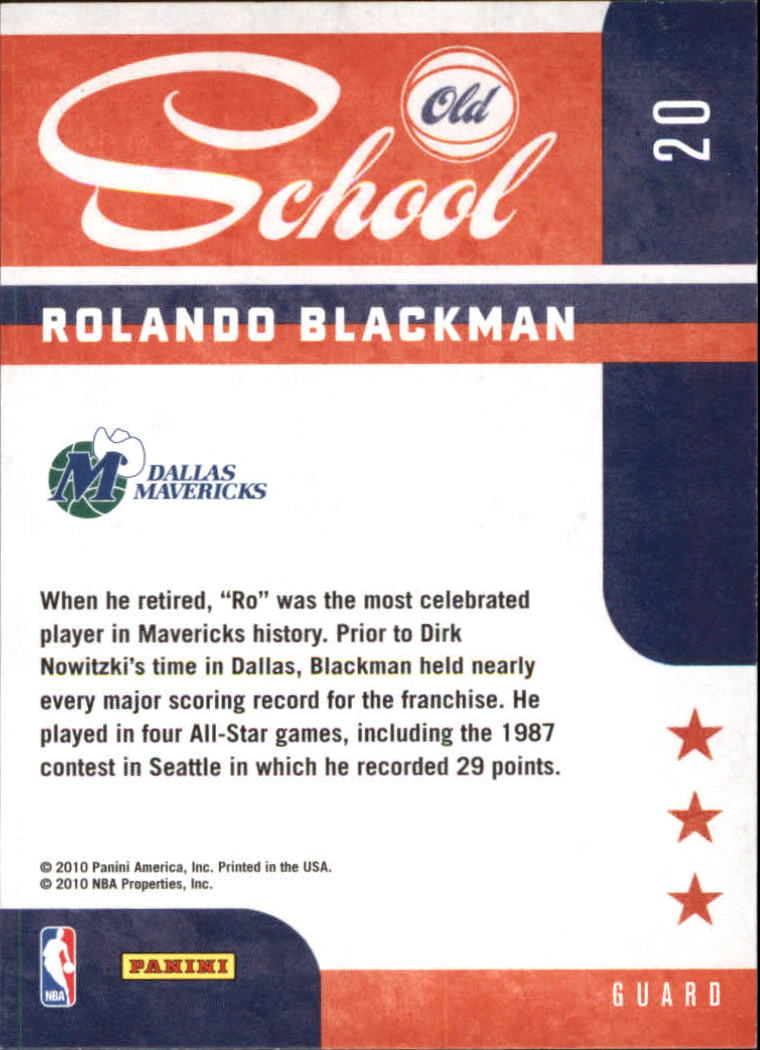 2010-11 Prestige Old School #20 Rolando Blackman back image