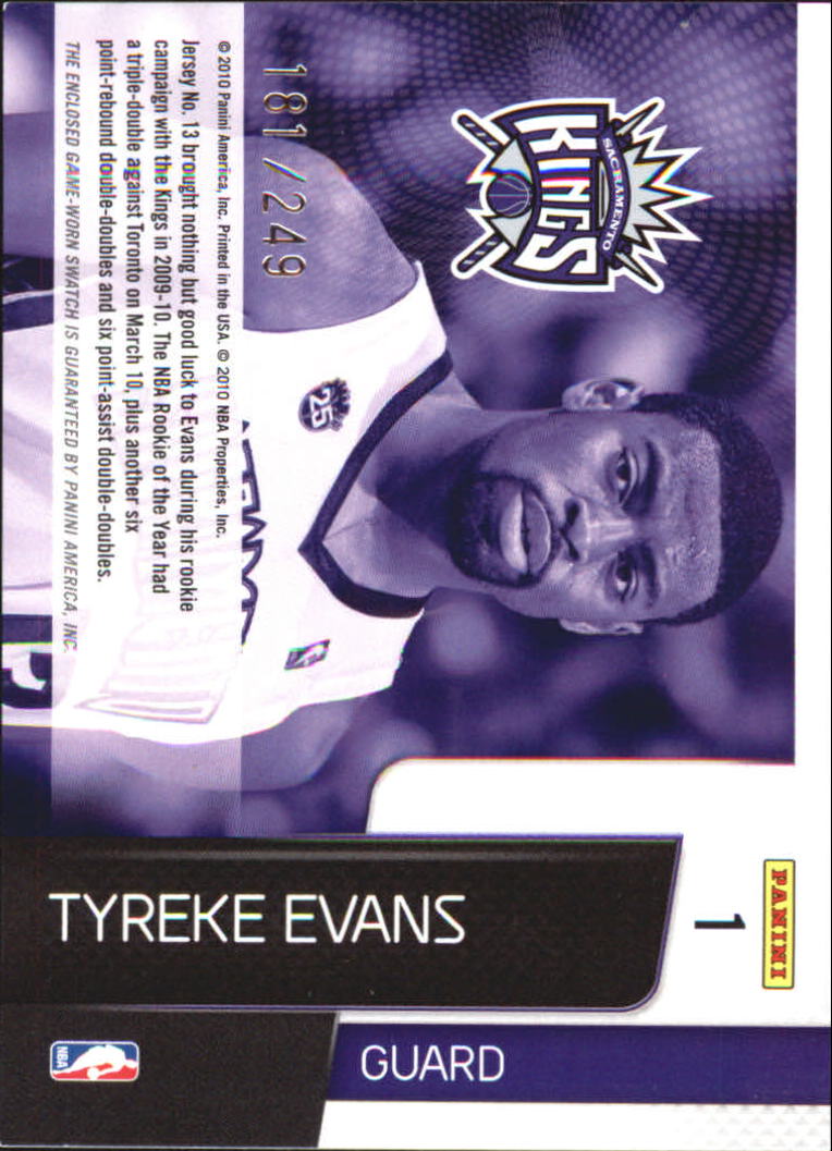 2010-11 Prestige Super Sophs Materials #1 Tyreke Evans/249 back image