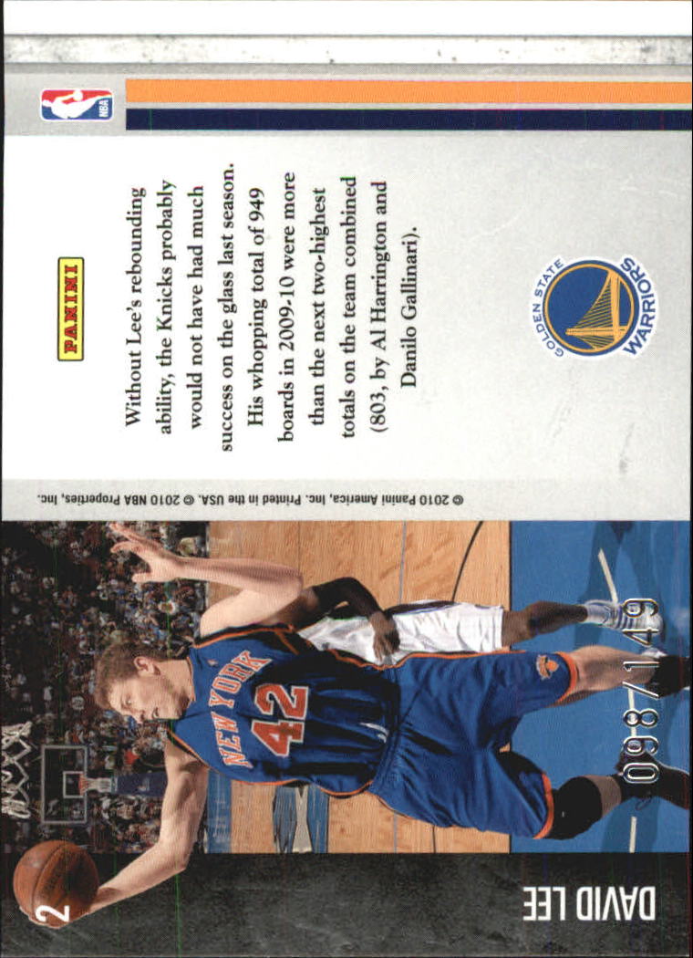 2010-11 Limited Glass Cleaners #2 David Lee back image