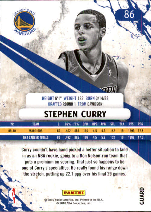 2010-11 Rookies and Stars Longevity #86 Stephen Curry back image
