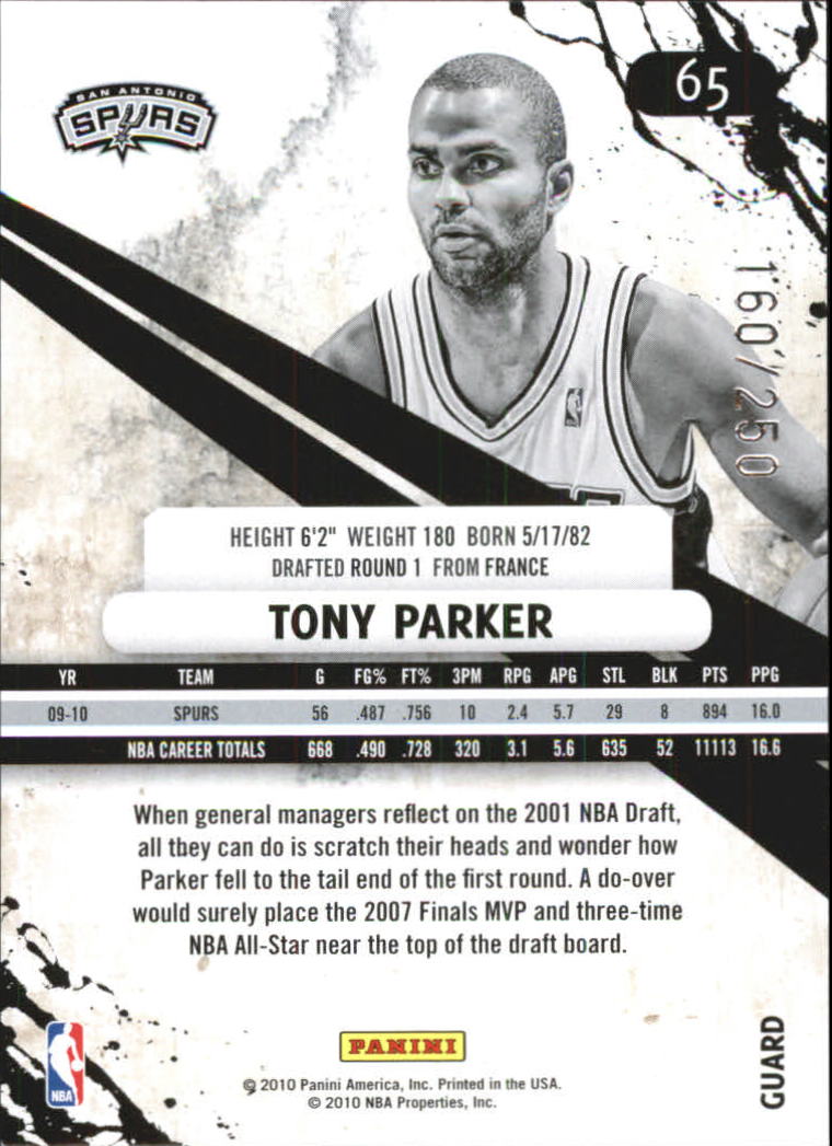 2010-11 Rookies and Stars Longevity Ruby #65 Tony Parker back image