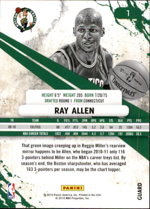 2010-11 Rookies and Stars #1 Ray Allen back image