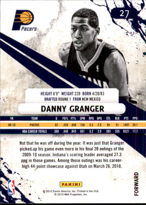 2010-11 Rookies and Stars #27 Danny Granger back image