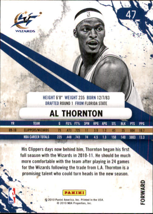 2010-11 Rookies and Stars #47 Al Thornton back image