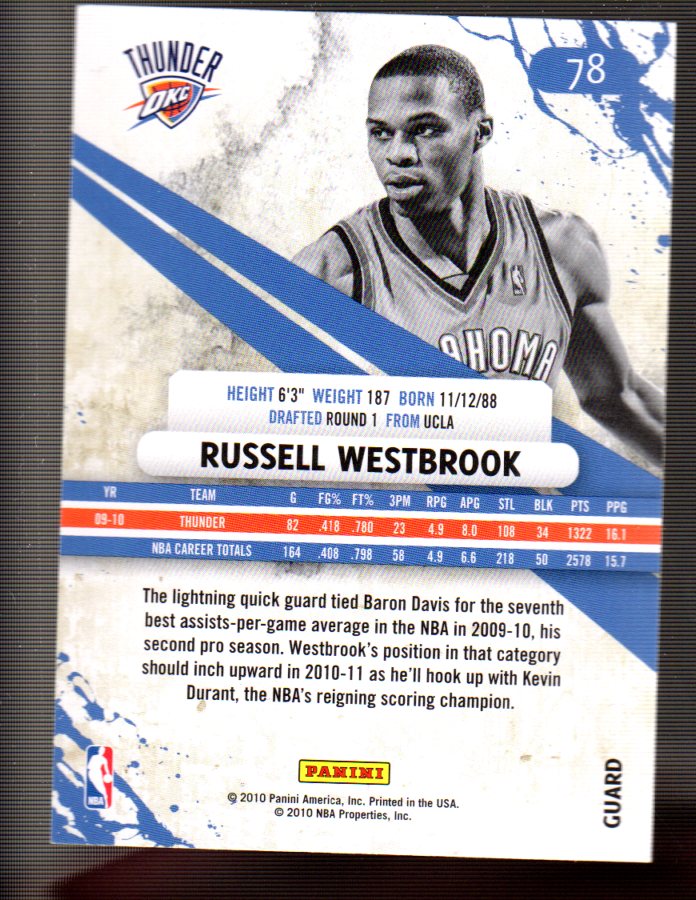 2010-11 Rookies and Stars #78 Russell Westbrook back image