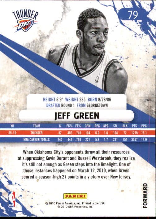 2010-11 Rookies and Stars #79 Jeff Green back image