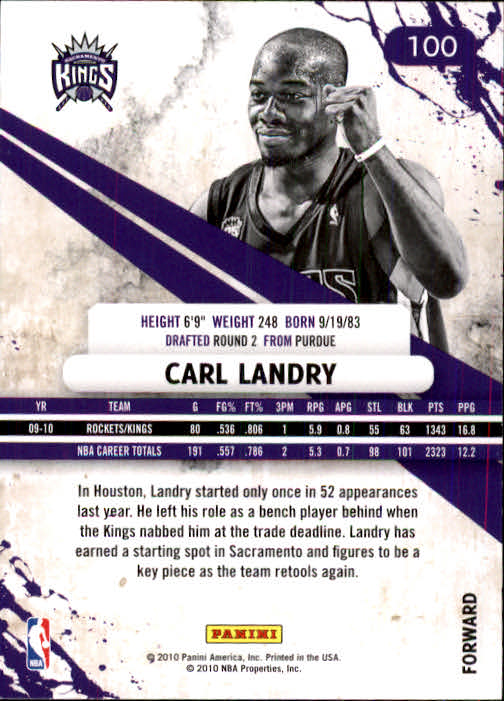 2010-11 Rookies and Stars #100 Carl Landry back image
