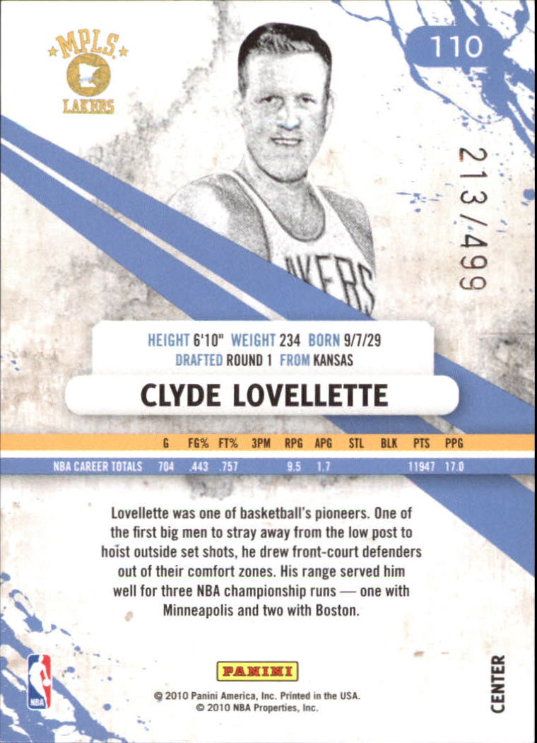 2010-11 Rookies and Stars Gold #110 Clyde Lovellette back image