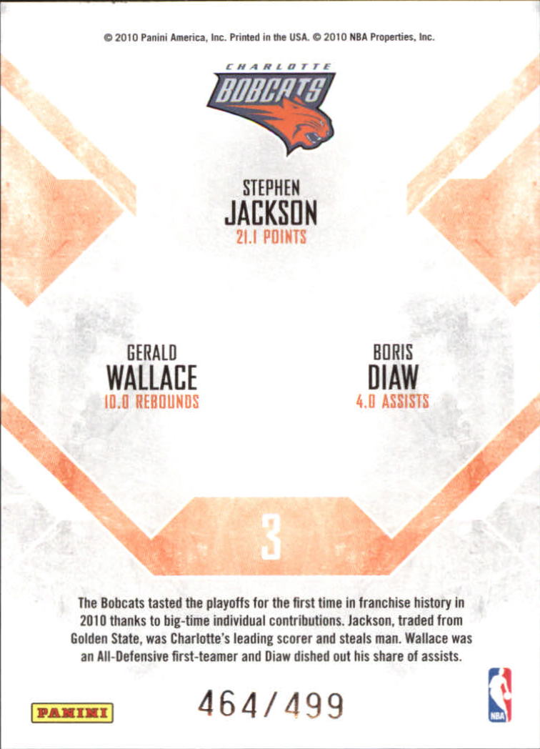 2010-11 Rookies and Stars Team Leaders Gold #3 Gerald Wallace/Stephen Jackson/Boris Diaw back image