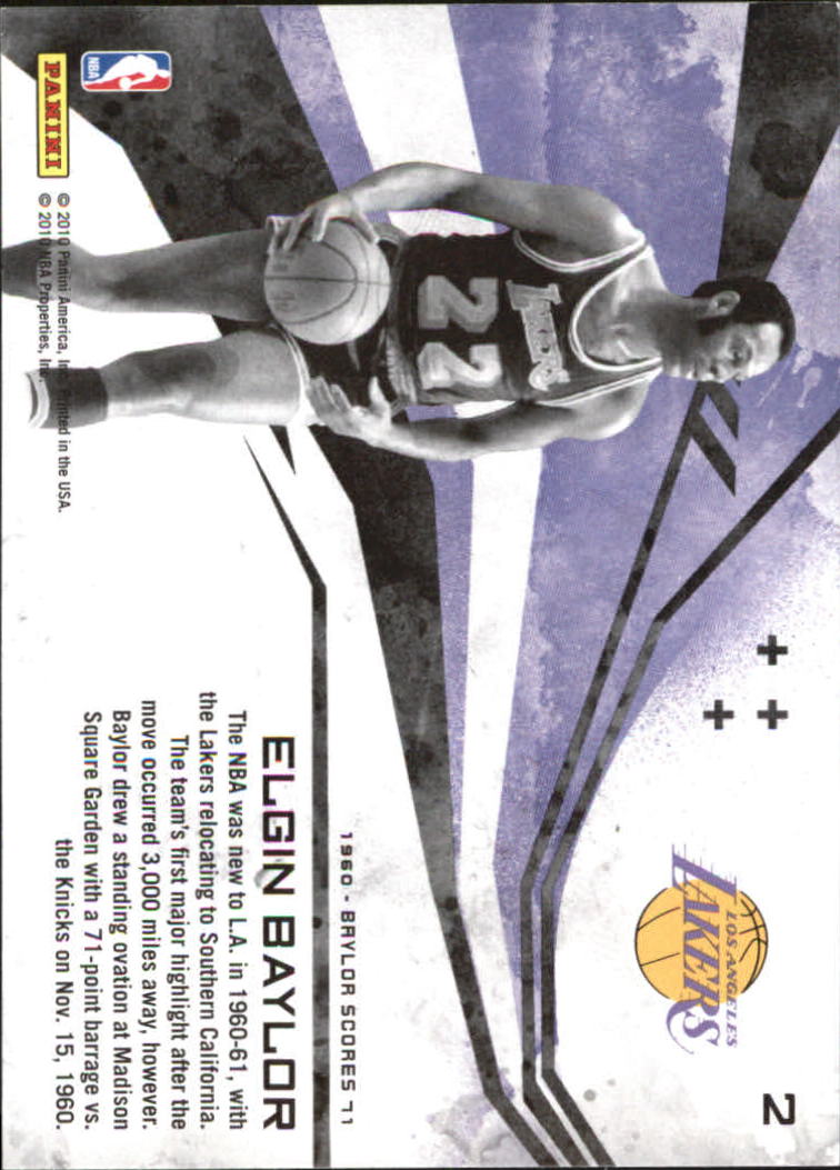 2010-11 Rookies and Stars Moments in Time #2 Elgin Baylor back image