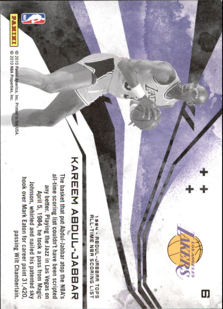 2010-11 Rookies and Stars Moments in Time #6 Kareem Abdul-Jabbar back image