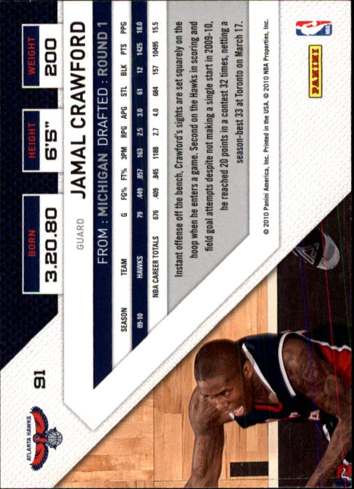 2010-11 Panini Threads #91 Jamal Crawford back image