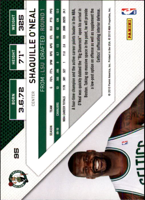 2010-11 Panini Threads #95 Shaquille O'Neal back image