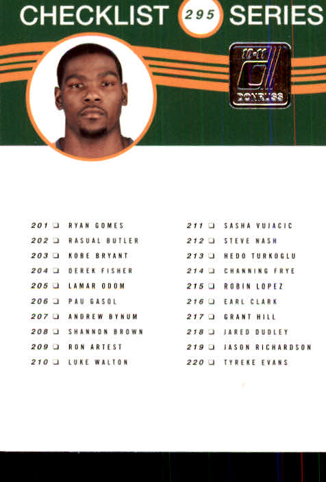 2010-11 Donruss #295 Kevin Durant CL back image