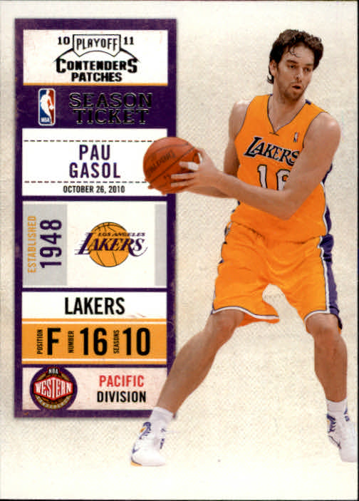 2010-11 Playoff Contenders Patches #2 Pau Gasol
