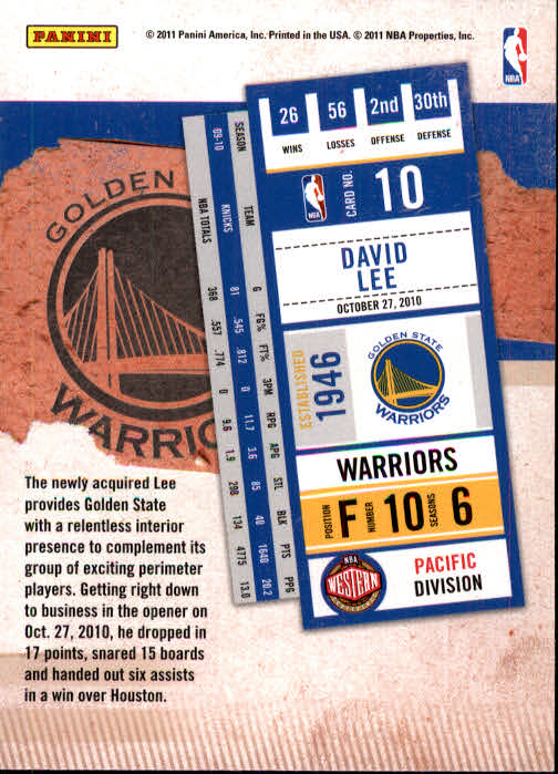2010-11 Playoff Contenders Patches #10 David Lee back image