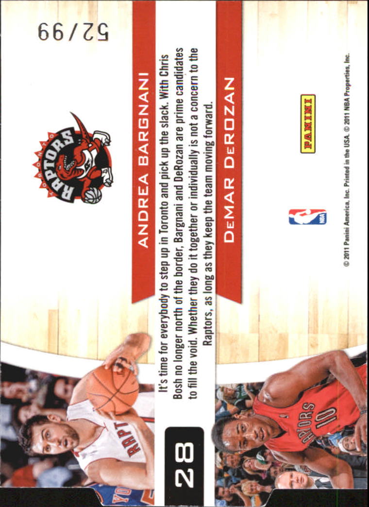 2010-11 Playoff Contenders Patches Starting Blocks Die Cuts Gold #28 Andrea Bargnani/DeMar DeRozan back image