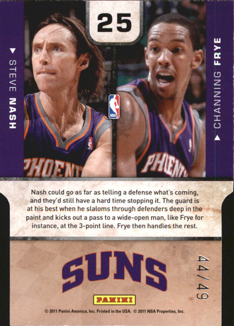 2010-11 Playoff Contenders Patches One-Two Punch Die Cuts Black #25 Steve Nash/Channing Frye back image
