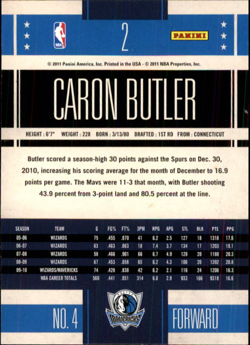 2010-11 Classics #2 Caron Butler back image