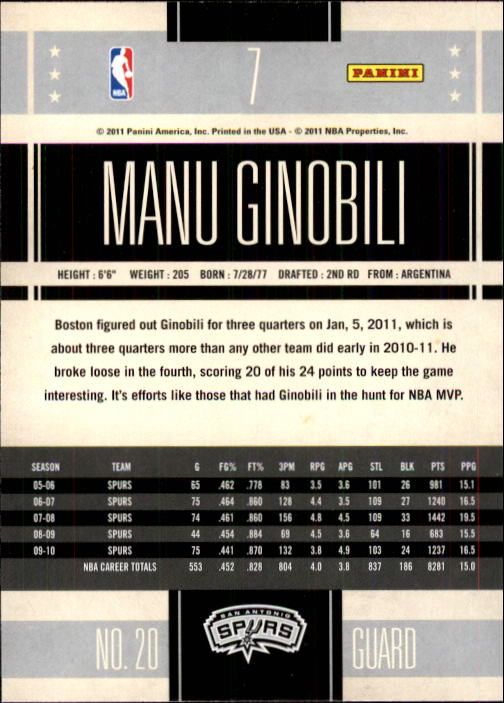 Manu Ginobili cards (2003-2018) Spurs - You Choose - Picture 103 of 163