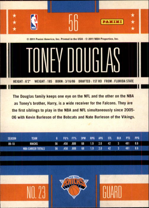 2010-11 Classics #56 Toney Douglas back image