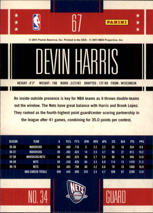2010-11 Classics #67 Devin Harris back image
