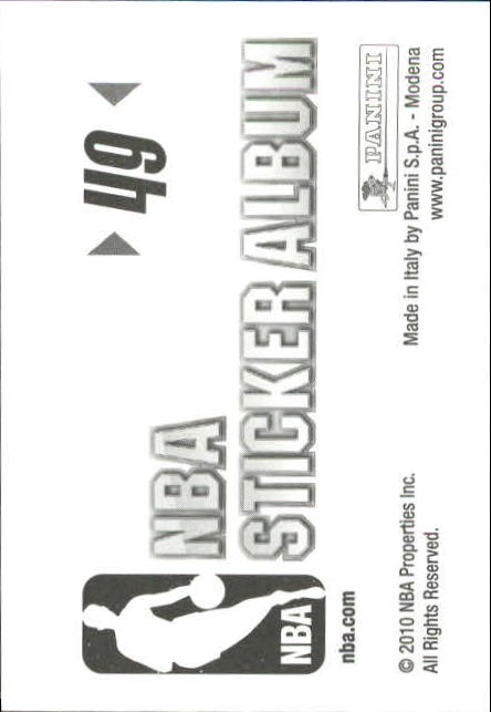 2010-11 Panini Stickers #49 Andrea Bargnani back image