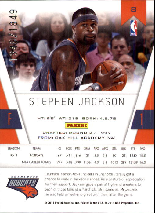 2010-11 Totally Certified #8 Stephen Jackson back image