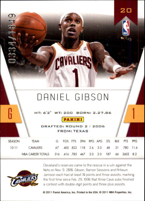 2010-11 Totally Certified #20 Daniel Gibson back image