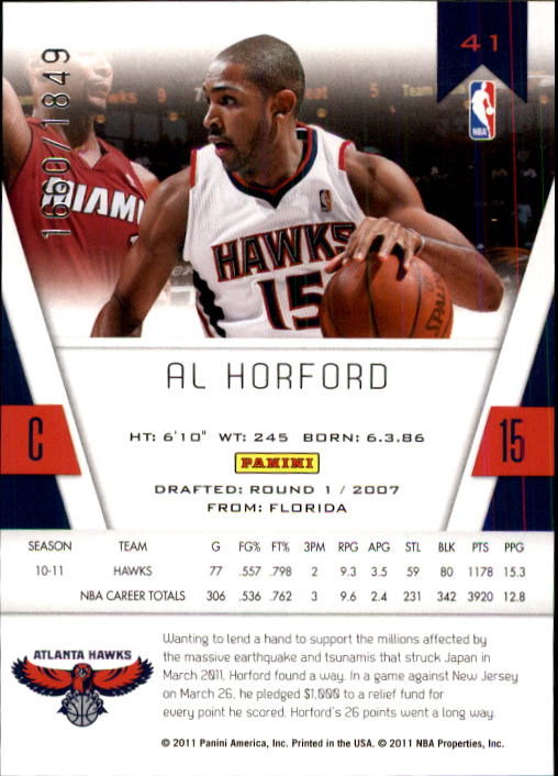 2010-11 Totally Certified #41 Al Horford back image